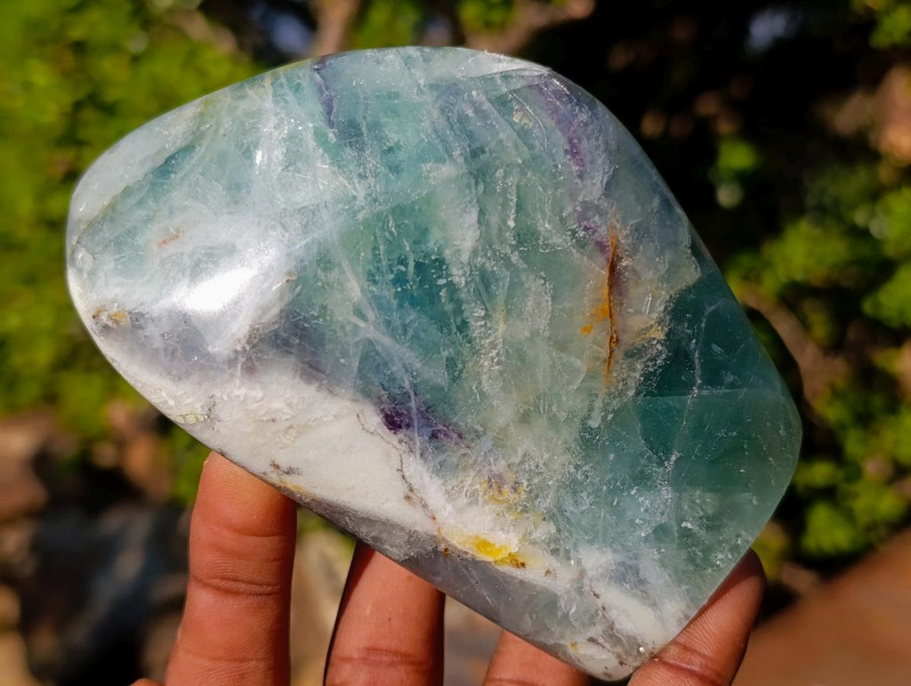 Polished Watermelon Fluorite Standing Display Pieces x 3 From Uis, Namibia - Toprock Gemstones and Minerals 