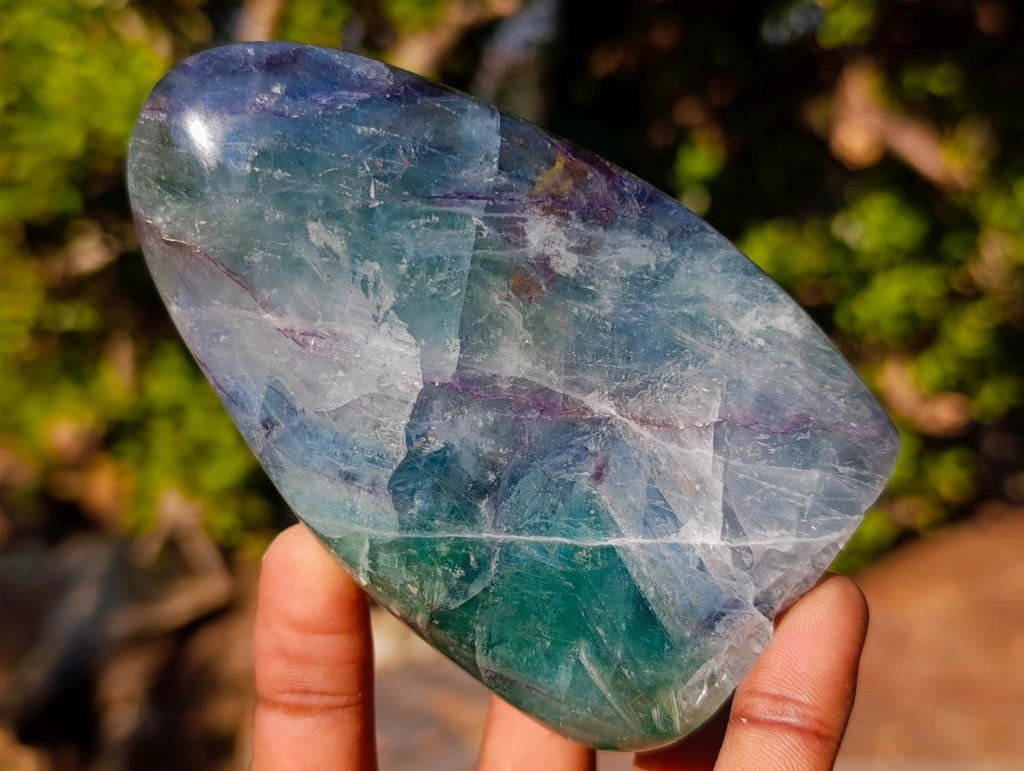 Polished Watermelon Fluorite Standing Display Pieces x 3 From Uis, Namibia - Toprock Gemstones and Minerals 