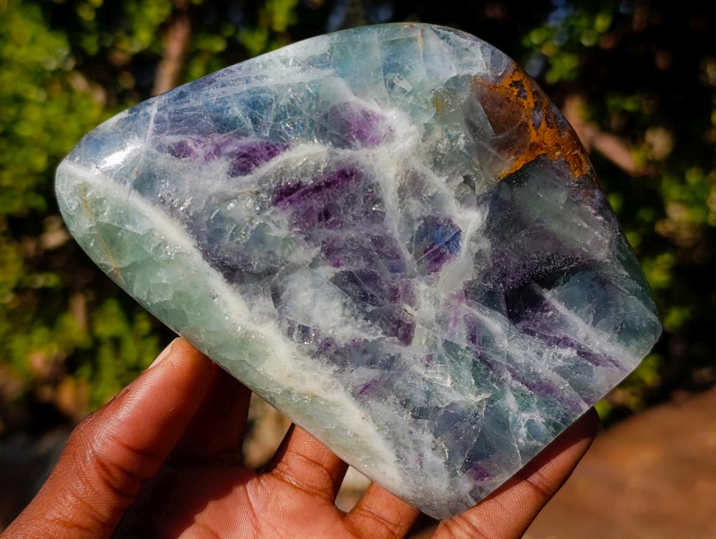 Polished Watermelon Fluorite Standing Display Pieces x 3 From Uis, Namibia - Toprock Gemstones and Minerals 