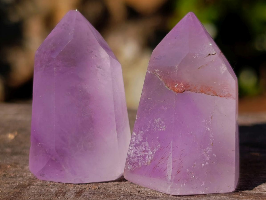 Polished Window Amethyst Crystals x 20 From Akansobe, Madagascar - Toprock Gemstones and Minerals 