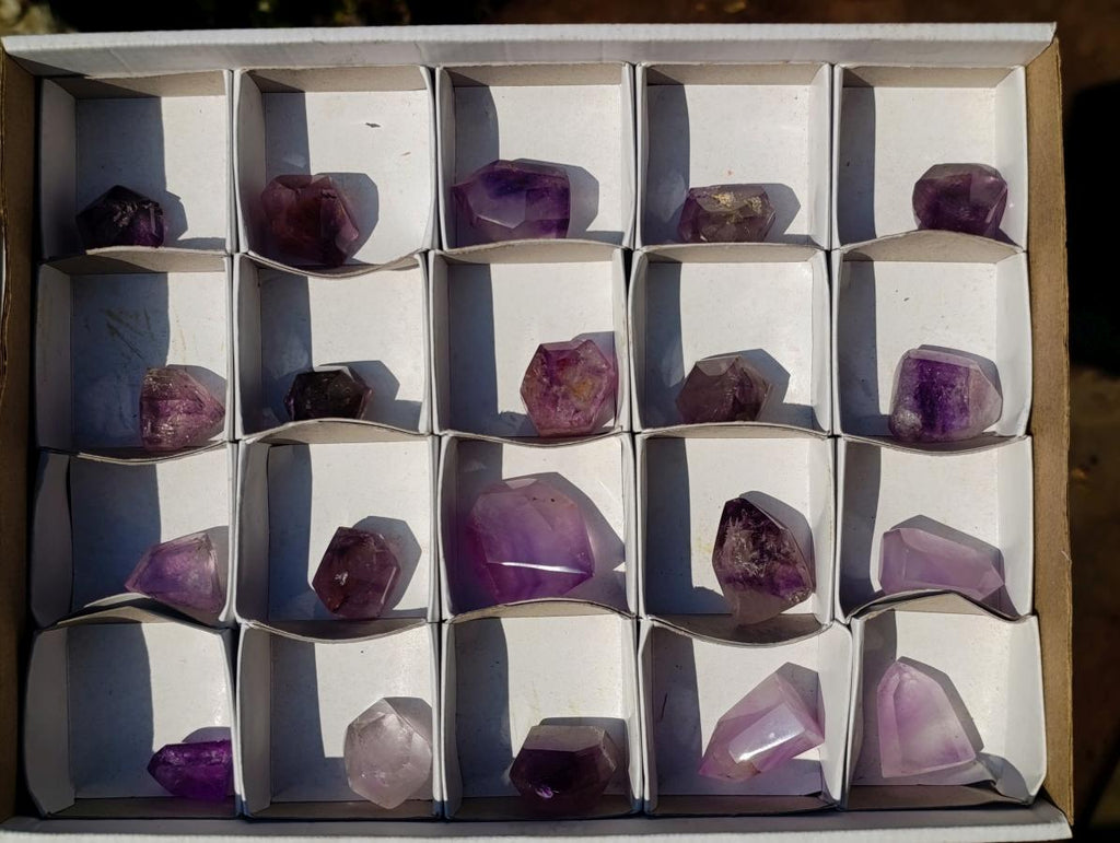 Polished Window Amethyst Crystals x 20 From Akansobe, Madagascar - Toprock Gemstones and Minerals 