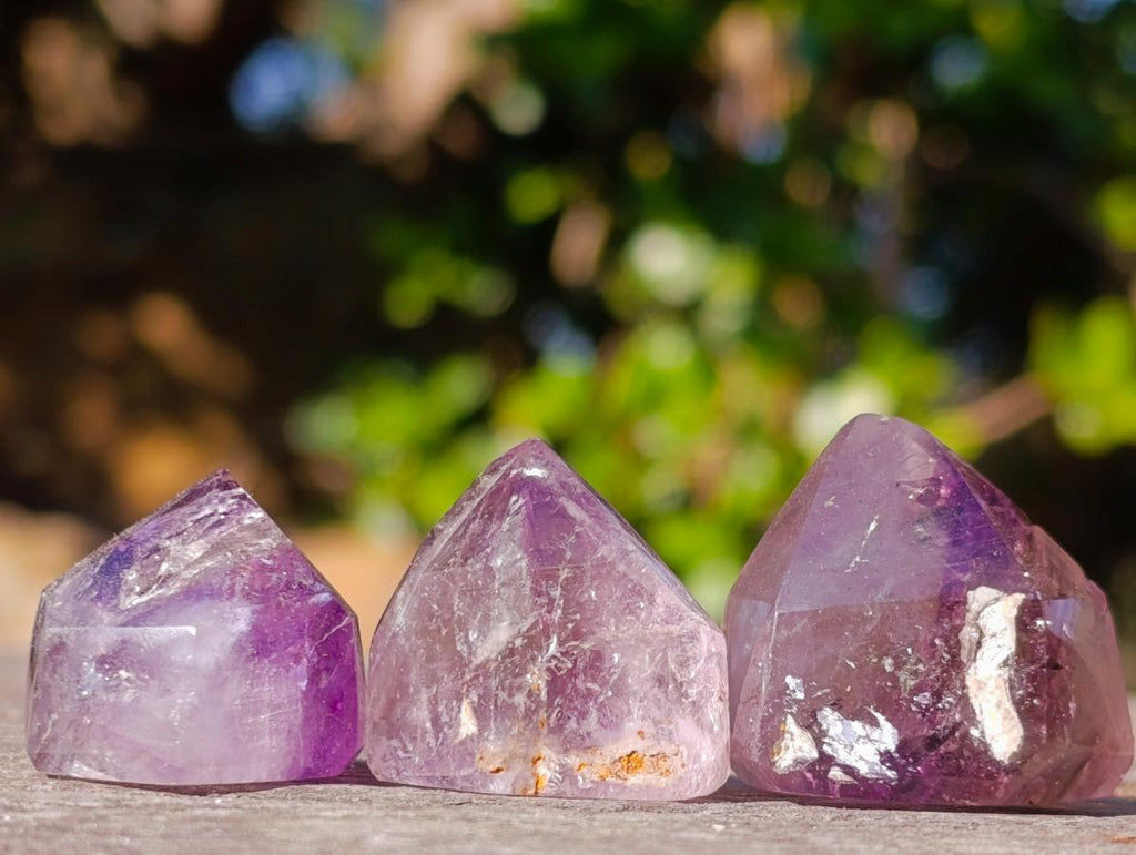 Polished Window Amethyst Crystals x 20 From Akansobe, Madagascar - Toprock Gemstones and Minerals 