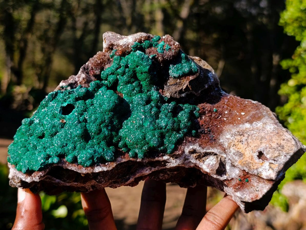 Natural Large Ball Malachite Specimen with Drusy Copper Quartz on Dolomite x 1 From Mindingi Mine, Kambove, Congo - Toprock Gemstones and Minerals 