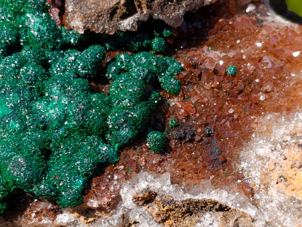 Natural Large Ball Malachite Specimen with Drusy Copper Quartz on Dolomite x 1 From Mindingi Mine, Kambove, Congo - Toprock Gemstones and Minerals 