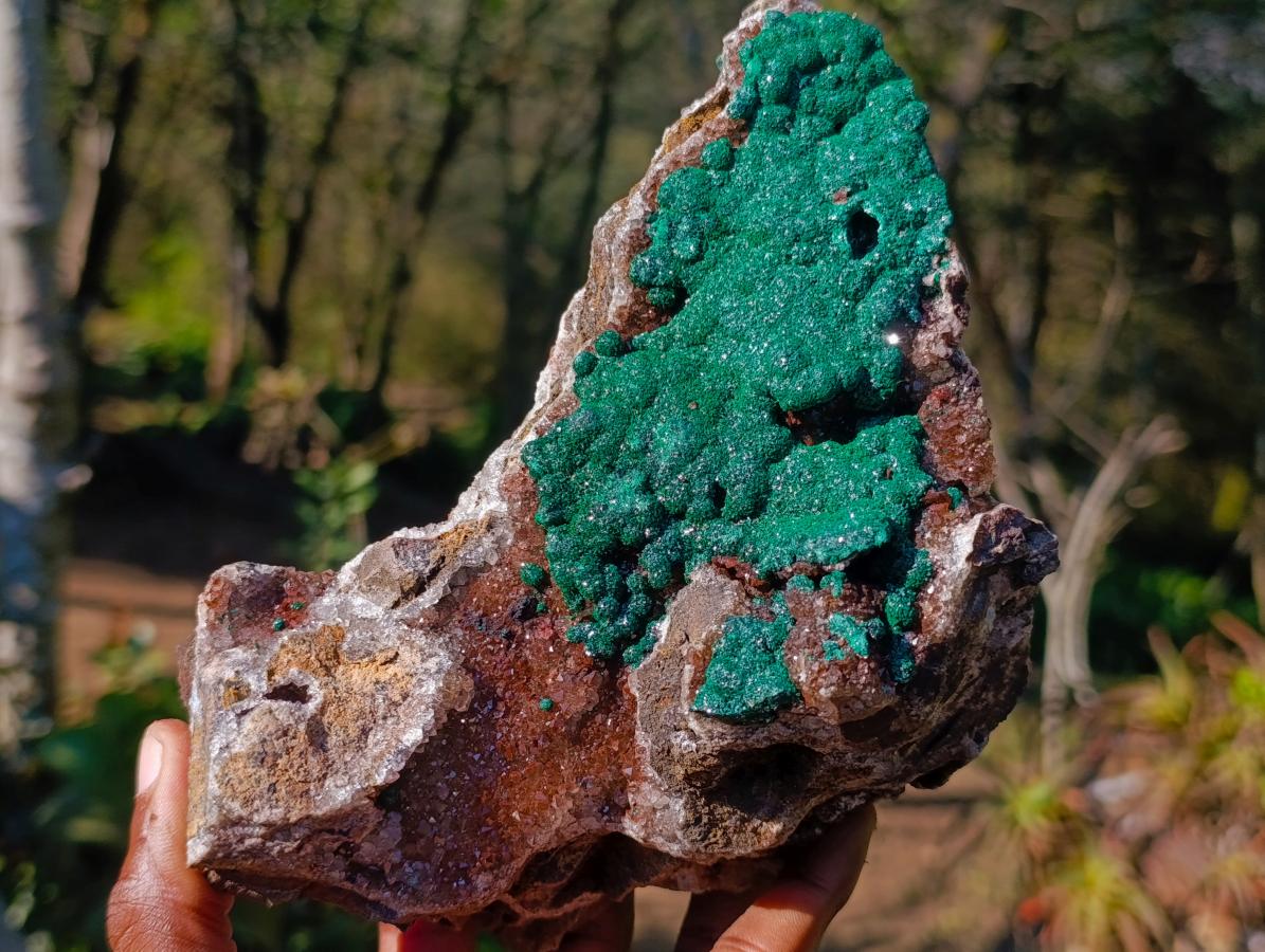Natural Large Ball Malachite Specimen with Drusy Copper Quartz on Dolomite x 1 From Mindingi Mine, Kambove, Congo - Toprock Gemstones and Minerals 