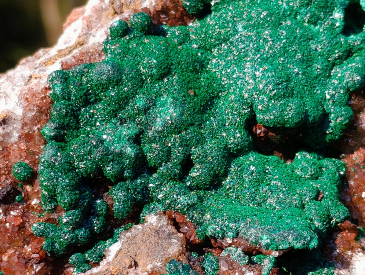 Natural Large Ball Malachite Specimen with Drusy Copper Quartz on Dolomite x 1 From Mindingi Mine, Kambove, Congo - Toprock Gemstones and Minerals 