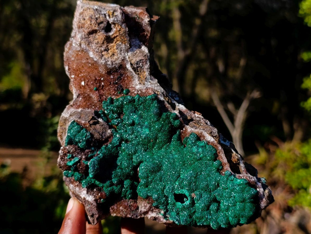 Natural Large Ball Malachite Specimen with Drusy Copper Quartz on Dolomite x 1 From Mindingi Mine, Kambove, Congo - Toprock Gemstones and Minerals 