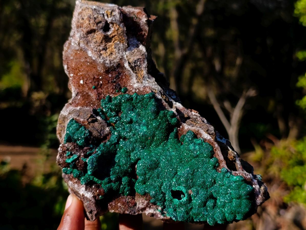 Natural Large Ball Malachite Specimen with Drusy Copper Quartz on Dolomite x 1 From Mindingi Mine, Kambove, Congo - Toprock Gemstones and Minerals 