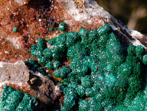 Natural Large Ball Malachite Specimen with Drusy Copper Quartz on Dolomite x 1 From Mindingi Mine, Kambove, Congo - Toprock Gemstones and Minerals 