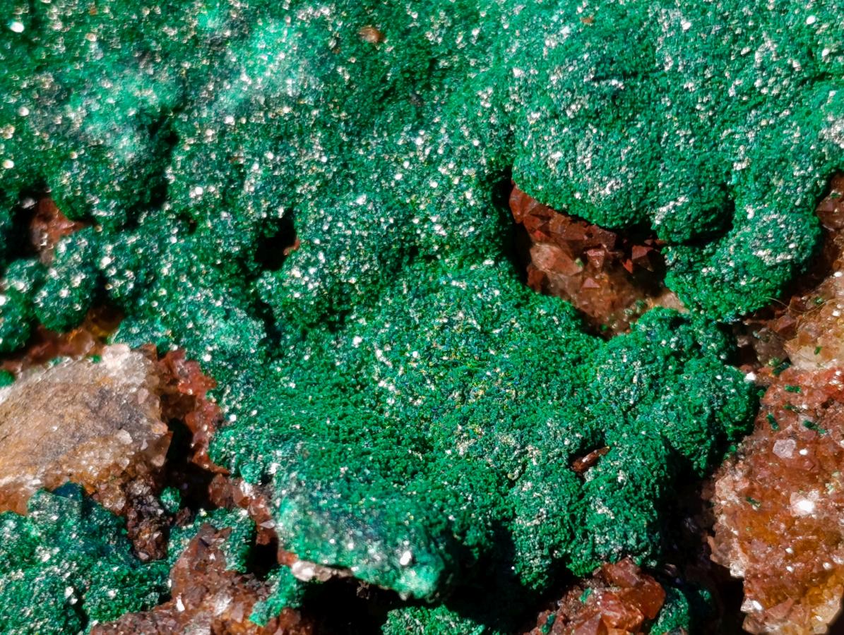 Natural Large Ball Malachite Specimen with Drusy Copper Quartz on Dolomite x 1 From Mindingi Mine, Kambove, Congo - Toprock Gemstones and Minerals 