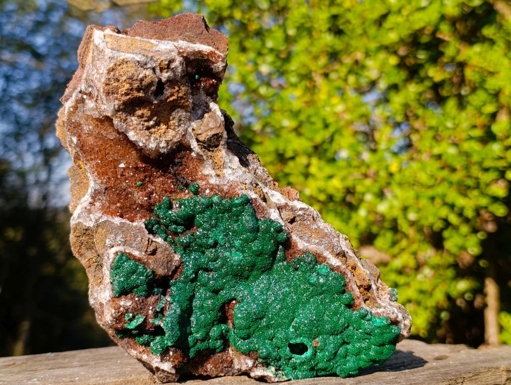 Natural Large Ball Malachite Specimen with Drusy Copper Quartz on Dolomite x 1 From Mindingi Mine, Kambove, Congo - Toprock Gemstones and Minerals 
