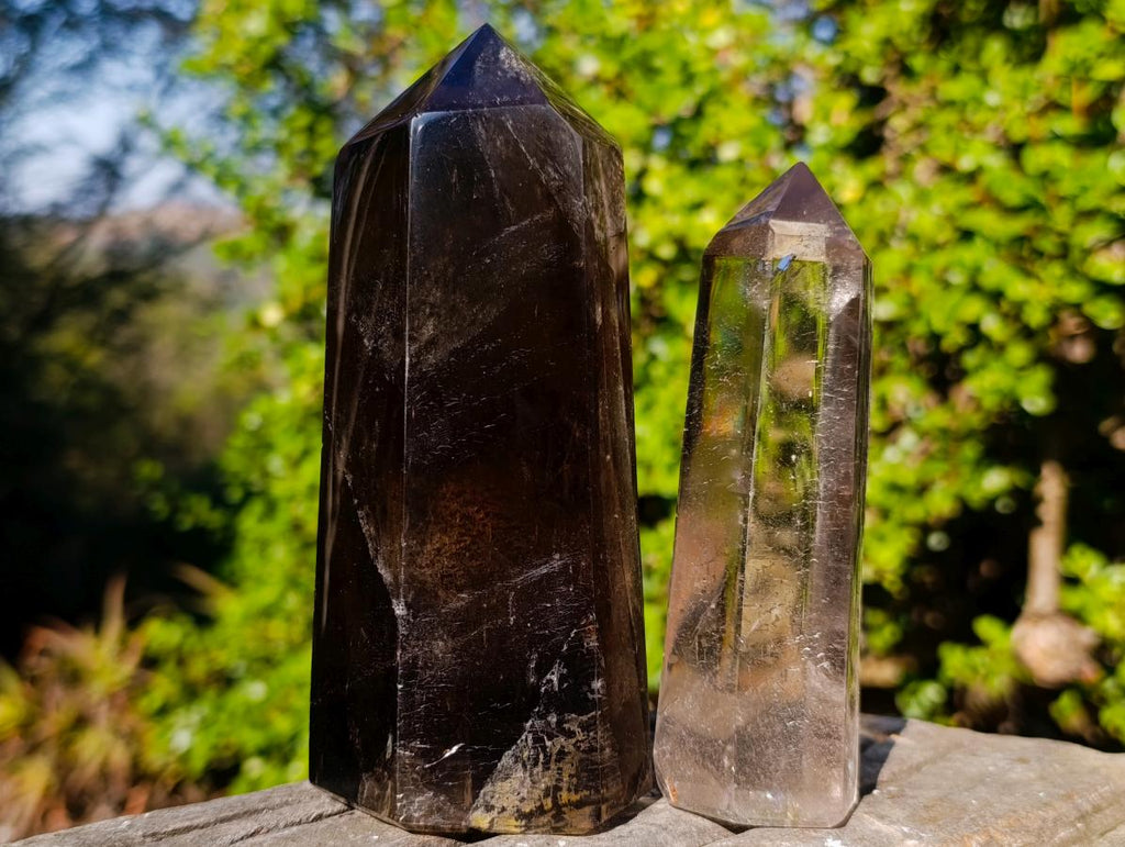 Polished Smokey Quartz Crystals x 2 From Madagascar - Toprock Gemstones and Minerals 