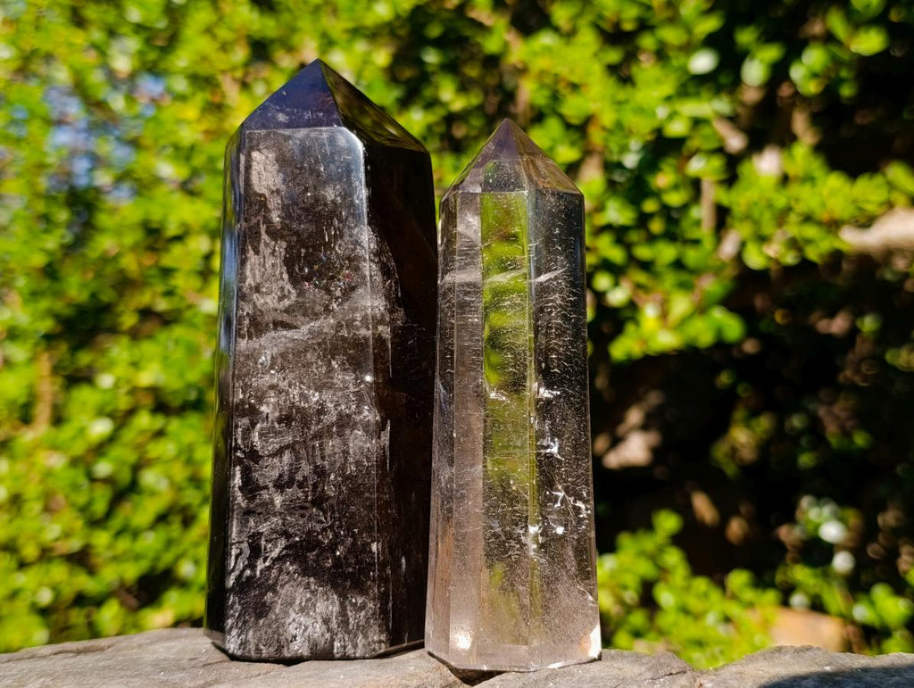 Polished Smokey Quartz Crystals x 2 From Madagascar - Toprock Gemstones and Minerals 