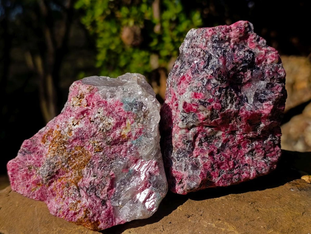 Natural Rhodonite Cobbed Specimens x 6 From Rhusinga, Zimbabwe - Toprock Gemstones and Minerals 