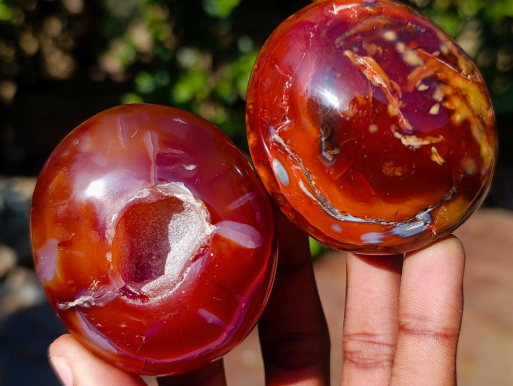 Polished Carnelian Agate Gemstone Galet Free Forms x 12 From Madagascar - Toprock Gemstones and Minerals 