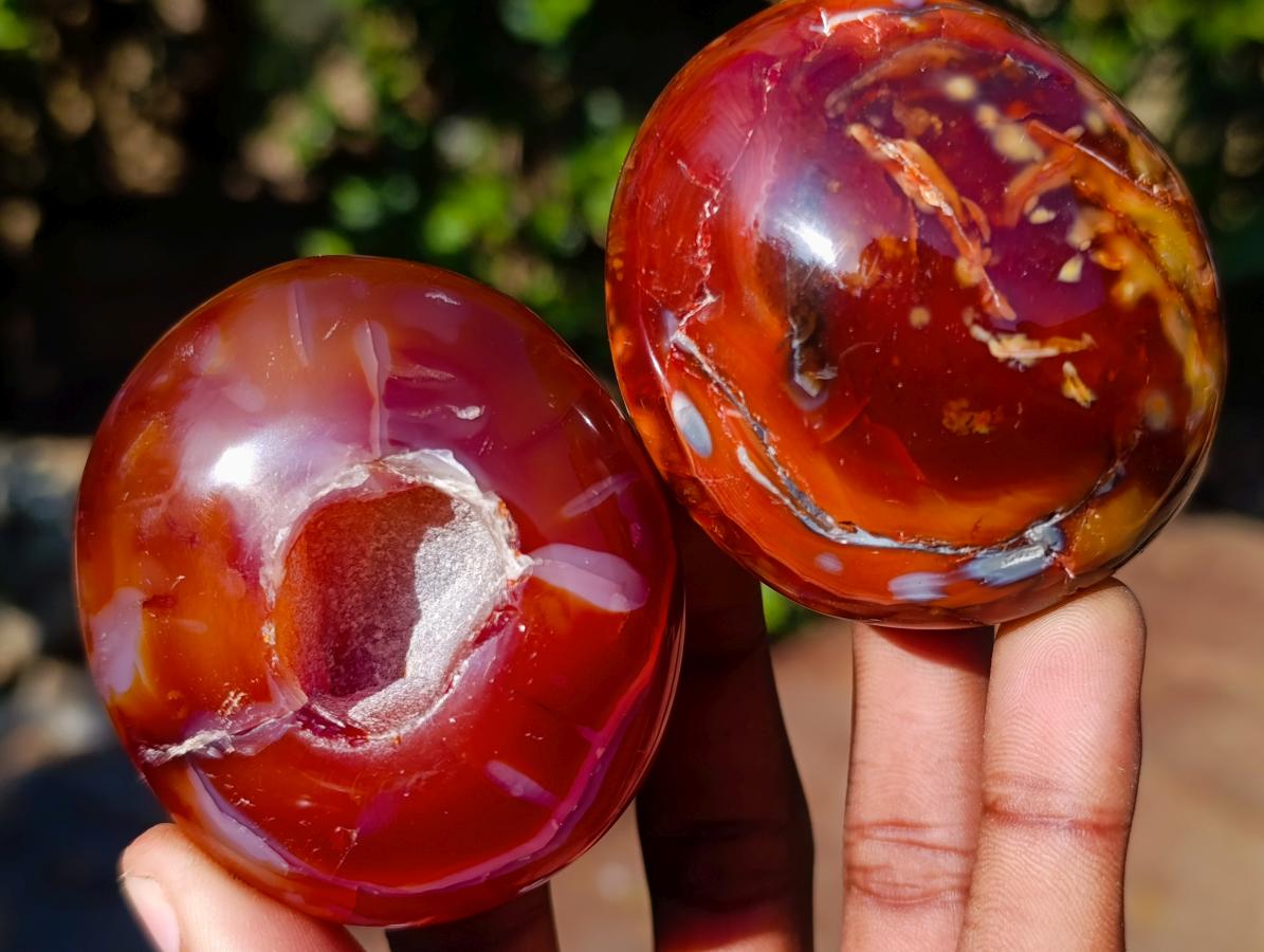 Polished Carnelian Agate Gemstone Galet Free Forms x 12 From Madagascar - Toprock Gemstones and Minerals 