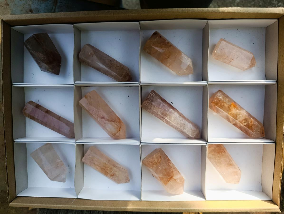 Polished Red Hematoid Quartz Display Crystals x 12 From Ambatondrazaka, Madagascar - Toprock Gemstones and Minerals 