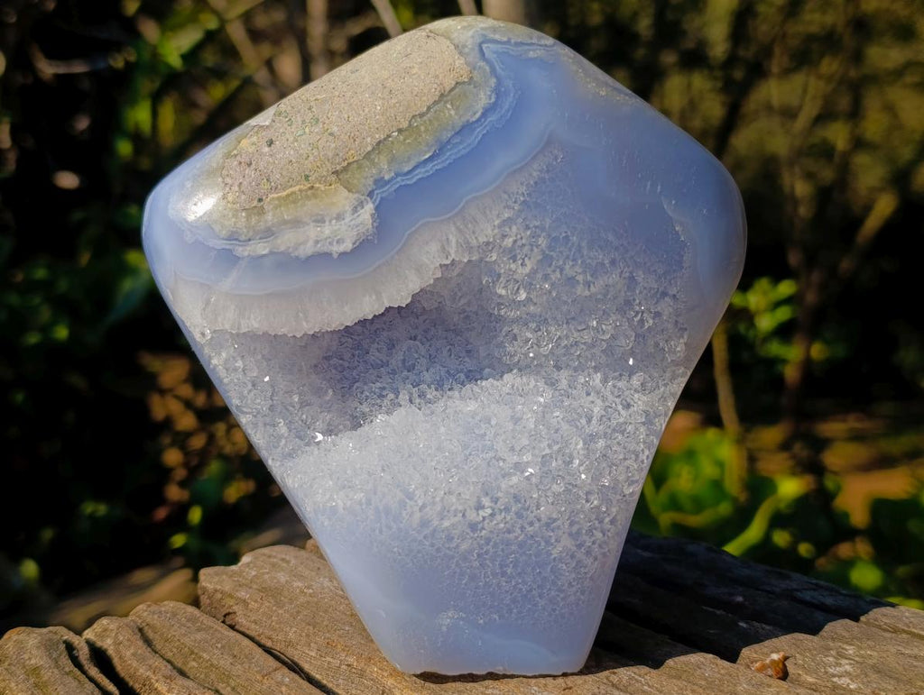 Polished Large Blue Lace Agate Standing Display Piece x 1 From Nsanje, Malawi - Toprock Gemstones and Minerals 