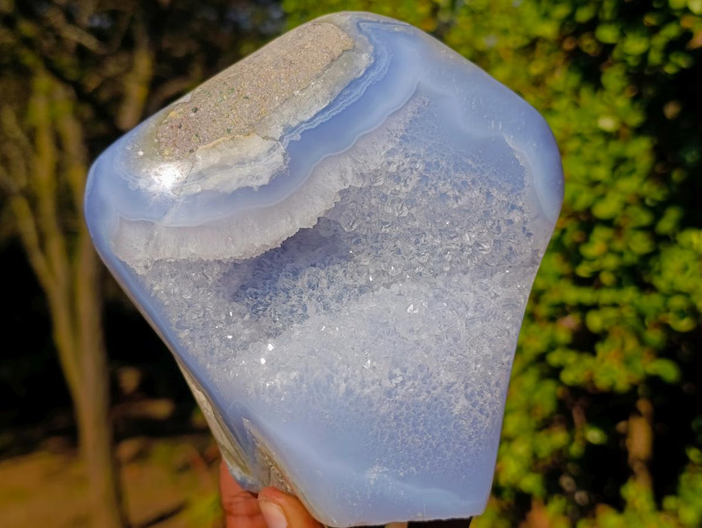 Polished Large Blue Lace Agate Standing Display Piece x 1 From Nsanje, Malawi - Toprock Gemstones and Minerals 