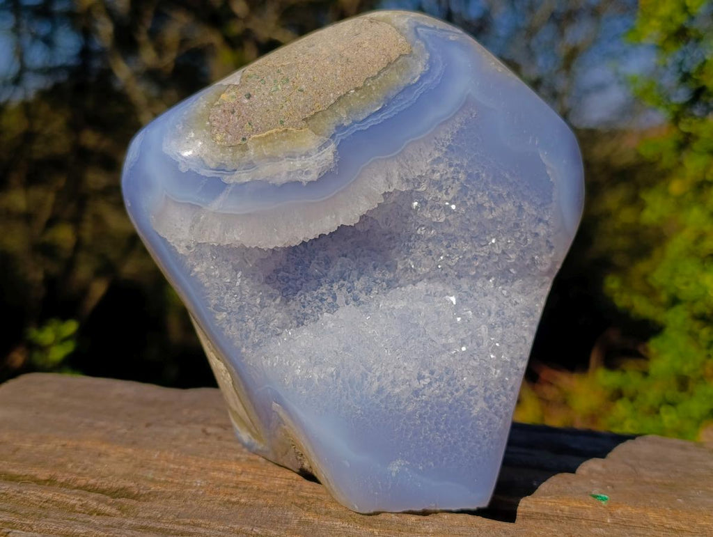 Polished Large Blue Lace Agate Standing Display Piece x 1 From Nsanje, Malawi - Toprock Gemstones and Minerals 