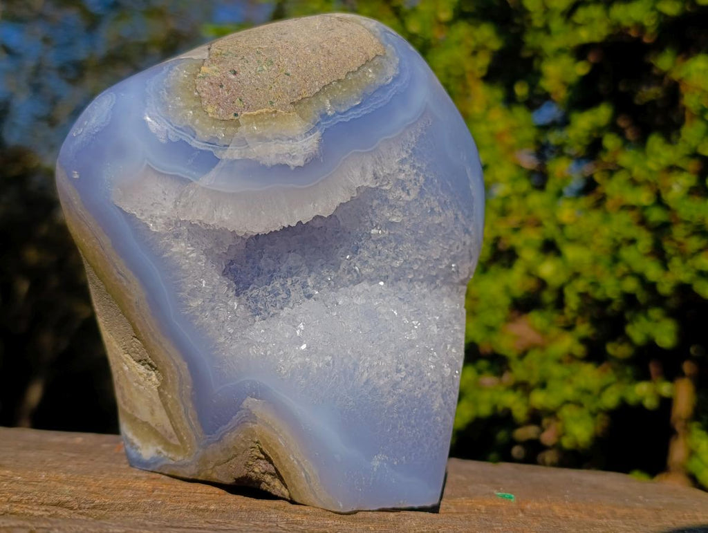 Polished Large Blue Lace Agate Standing Display Piece x 1 From Nsanje, Malawi - Toprock Gemstones and Minerals 