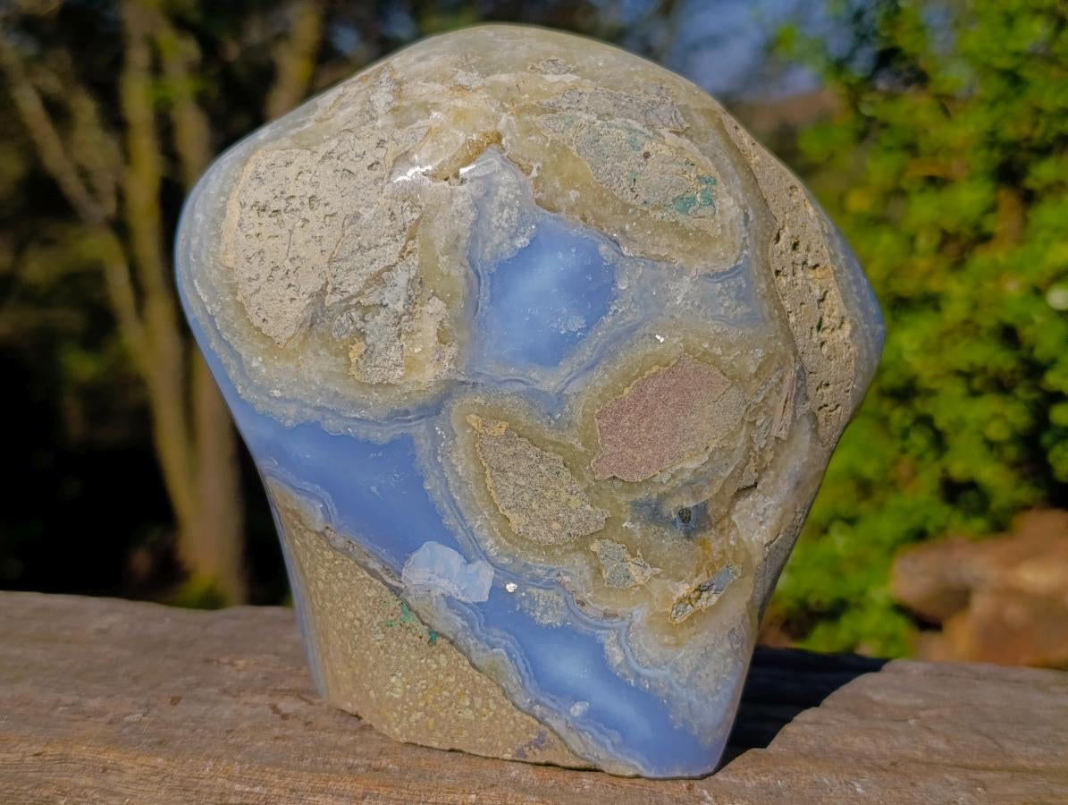 Polished Large Blue Lace Agate Standing Display Piece x 1 From Nsanje, Malawi - Toprock Gemstones and Minerals 