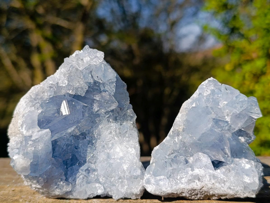 Natural Blue Celestite Geode Specimens x 6 From Sakoany, Madagascar - Toprock Gemstones and Minerals 
