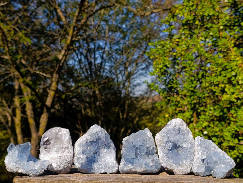 Natural Blue Celestite Geode Specimens x 6 From Sakoany, Madagascar - Toprock Gemstones and Minerals 