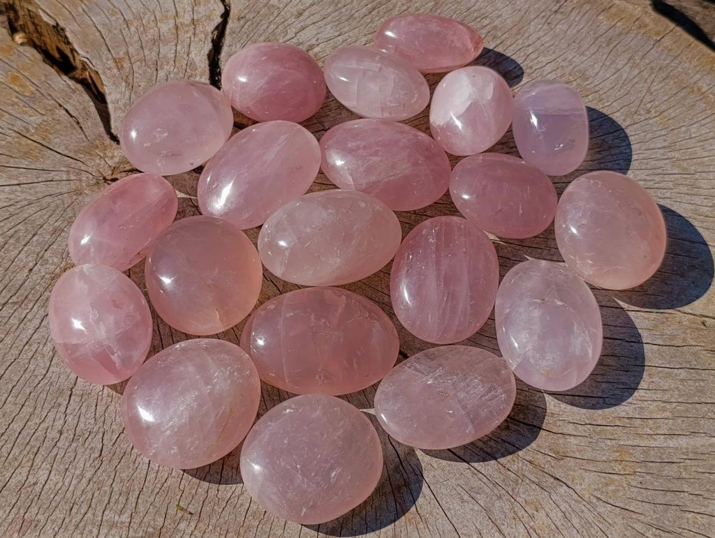 Polished Gemmy Rose Quartz Palm Stones x 20 From Madagascar - Toprock Gemstones and Minerals 