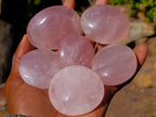 Polished Gemmy Rose Quartz Palm Stones x 20 From Madagascar - Toprock Gemstones and Minerals 