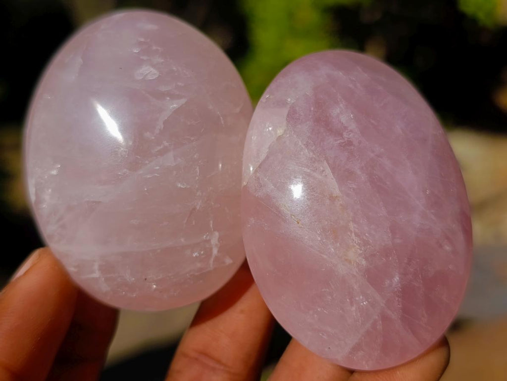 Polished Gemmy Rose Quartz Palm Stones x 20 From Madagascar - Toprock Gemstones and Minerals 