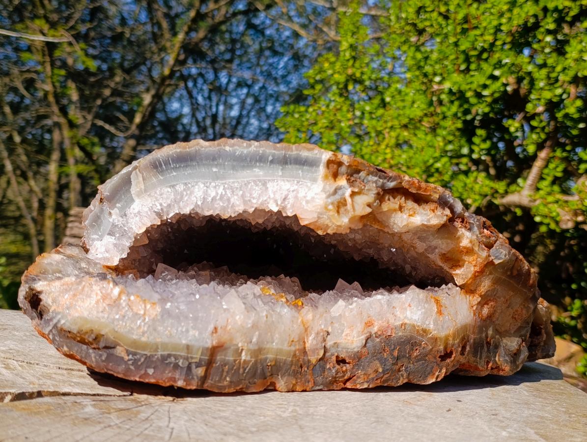 Natural XL Agate Geode with Crystalline Quartz Centre x 1 From Maintirano, Madagascar - Toprock Gemstones and Minerals 