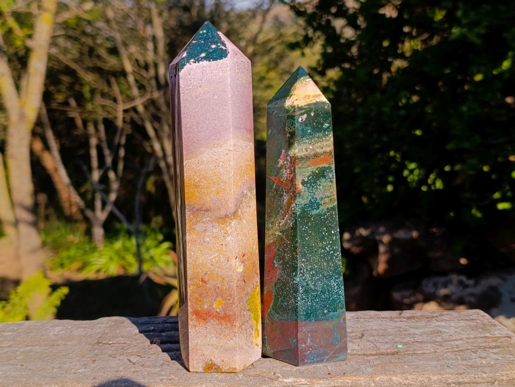 Polished Ocean Jasper Display Crystals x 2 From Northwest Coast, Madagascar - Toprock Gemstones and Minerals 