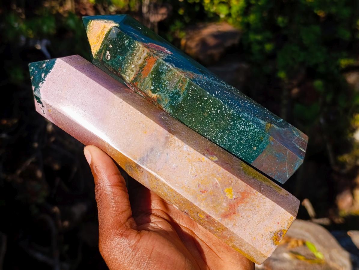 Polished Ocean Jasper Display Crystals x 2 From Northwest Coast, Madagascar - Toprock Gemstones and Minerals 