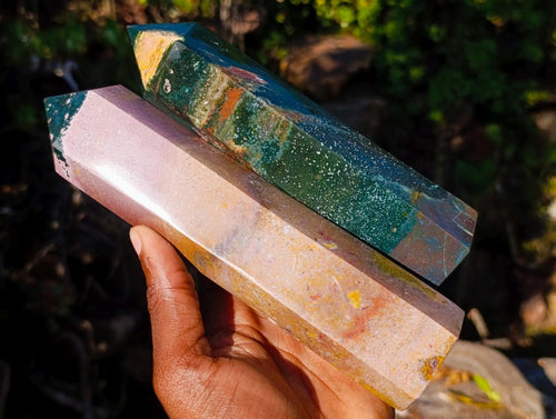 Polished Ocean Jasper Display Crystals x 2 From Northwest Coast, Madagascar - Toprock Gemstones and Minerals 