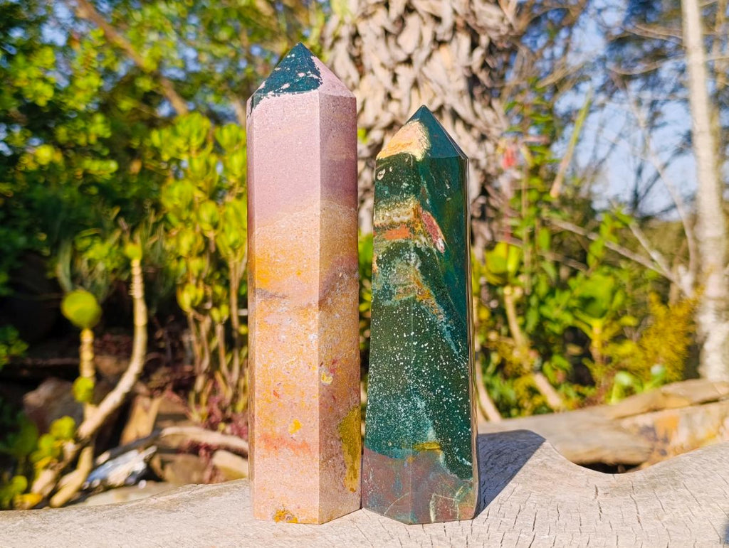Polished Ocean Jasper Display Crystals x 2 From Northwest Coast, Madagascar - Toprock Gemstones and Minerals 