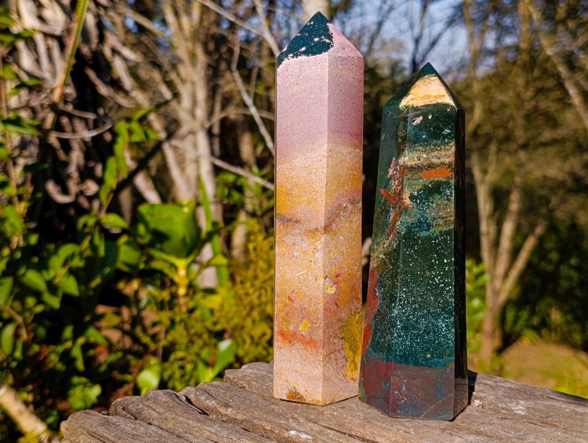 Polished Ocean Jasper Display Crystals x 2 From Northwest Coast, Madagascar - Toprock Gemstones and Minerals 