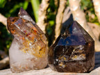Polished Smokey Window Quartz Crystals x 6 From Akansobe, Madagascar - Toprock Gemstones and Minerals 