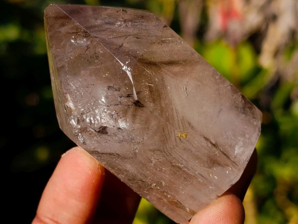 Polished Smokey Window Quartz Crystals x 6 From Akansobe, Madagascar - Toprock Gemstones and Minerals 