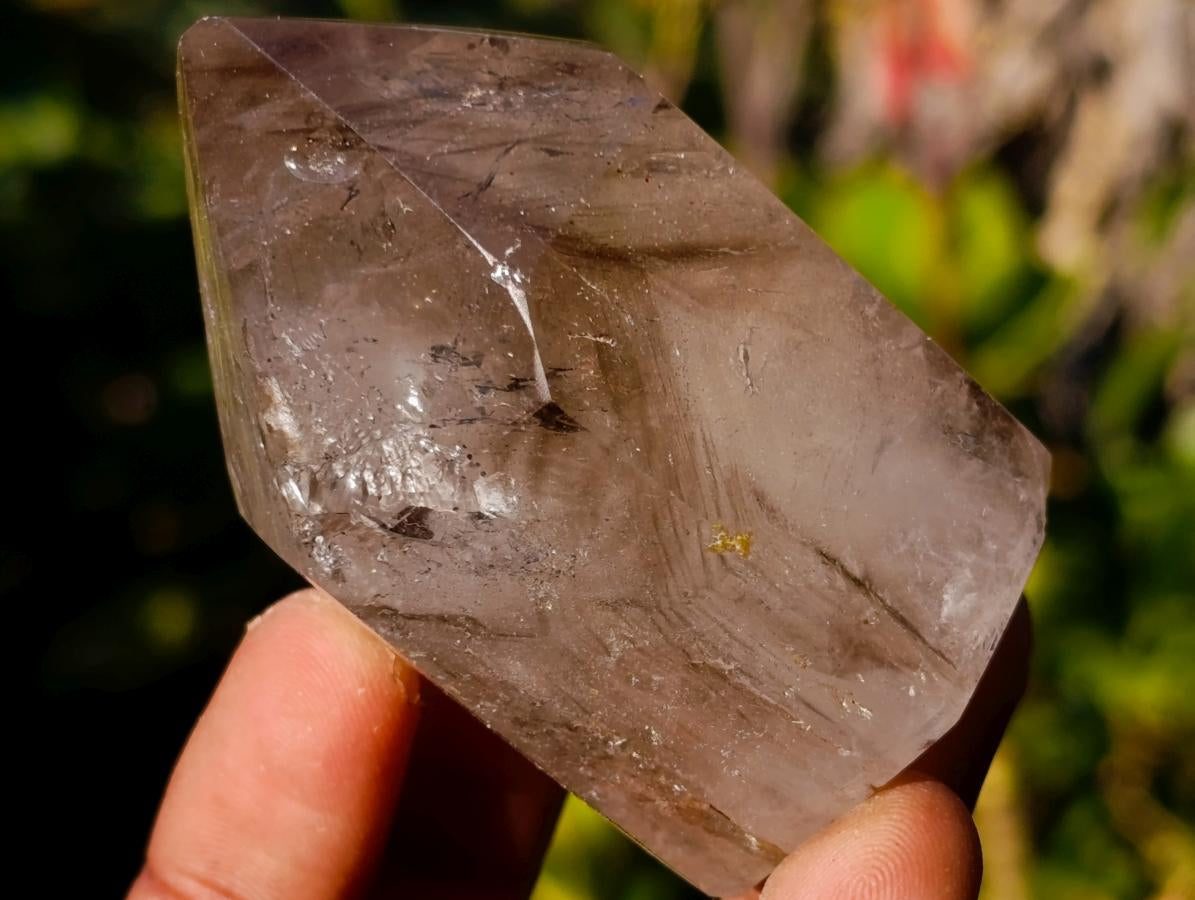 Polished Smokey Window Quartz Crystals x 6 From Akansobe, Madagascar - Toprock Gemstones and Minerals 