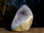 Polished Blue Lace Agate Geode Standing Display Pieces x 3 From Nsanje, Malawi - Toprock Gemstones and Minerals 
