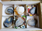 Polished Banded Agate Slices with Natural Edging x 7 From Madagascar - Toprock Gemstones and Minerals 