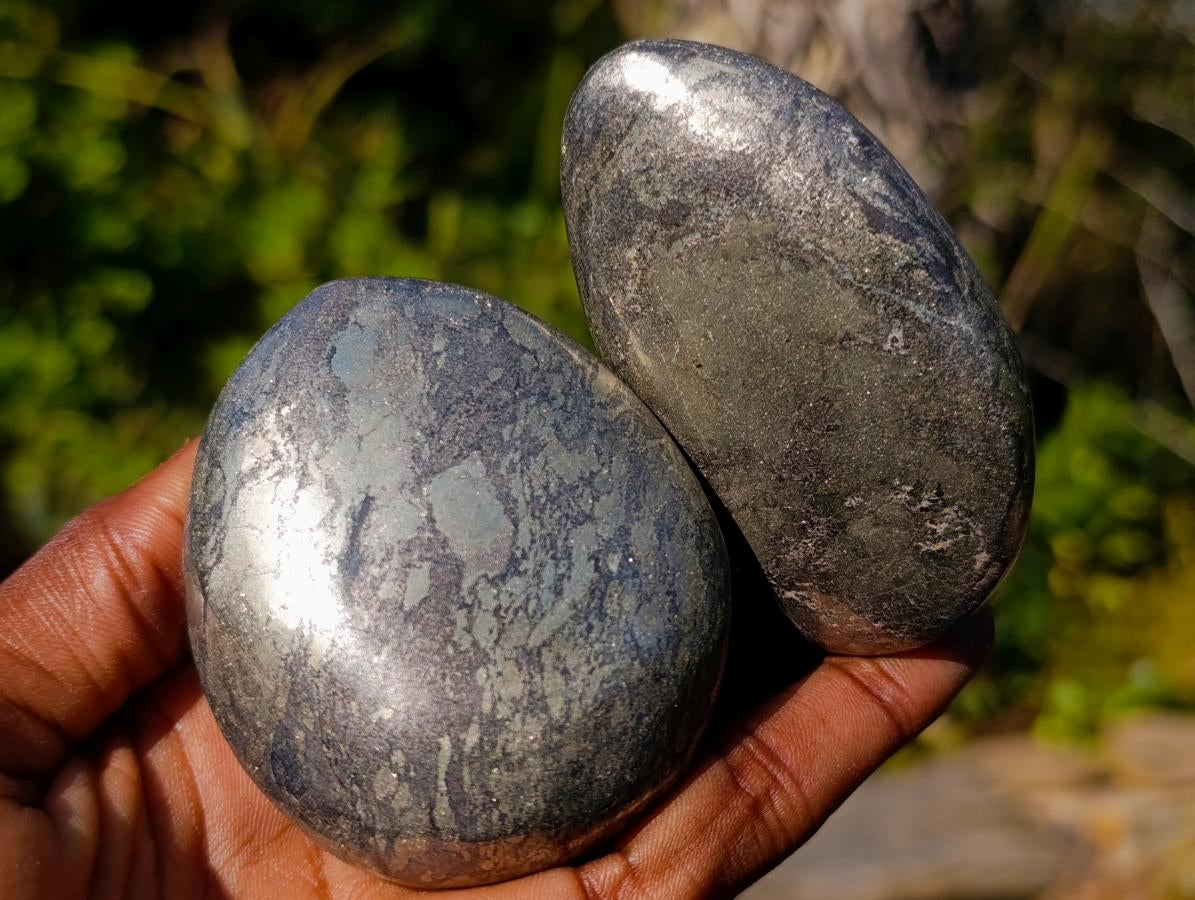 Polished Basalt Pharaoh Stone Galets x 12 From Iron Duke Mine, Zimbabwe - Toprock Gemstones and Minerals 