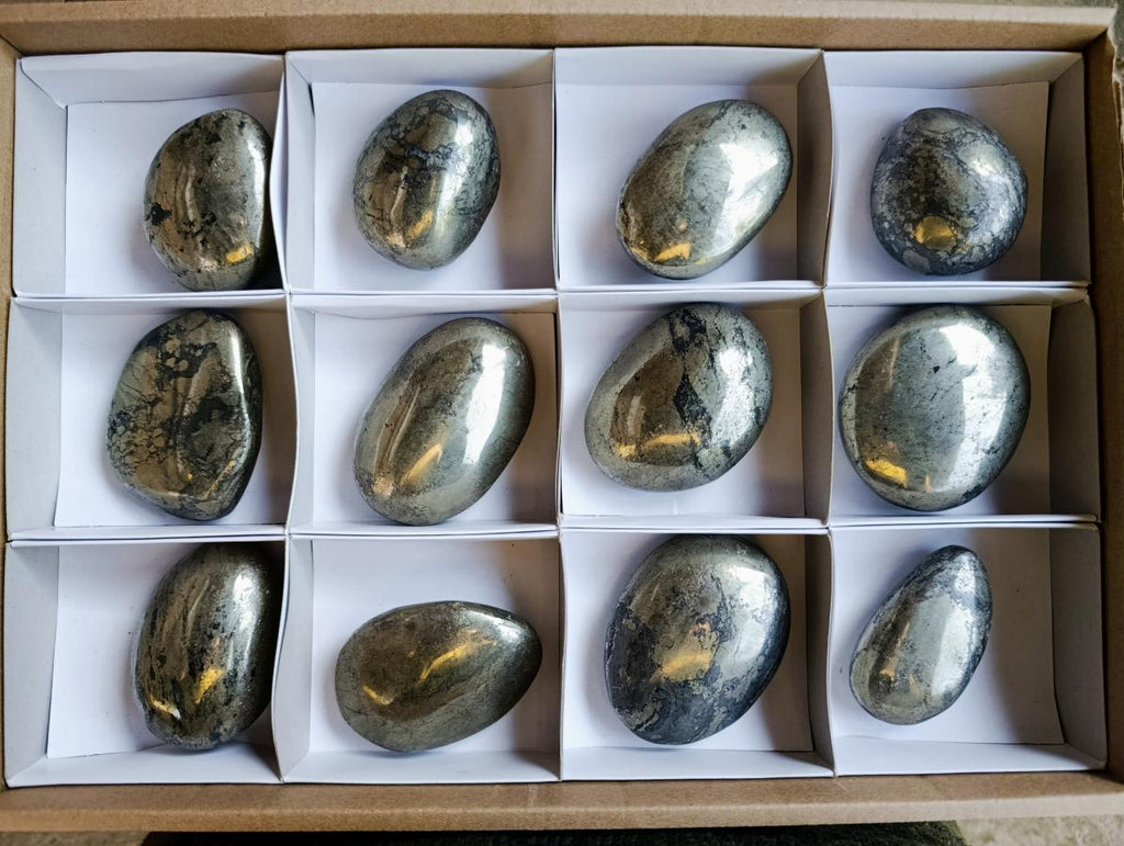 Polished Basalt Pharaoh Stone Galets x 12 From Iron Duke Mine, Zimbabwe - Toprock Gemstones and Minerals 