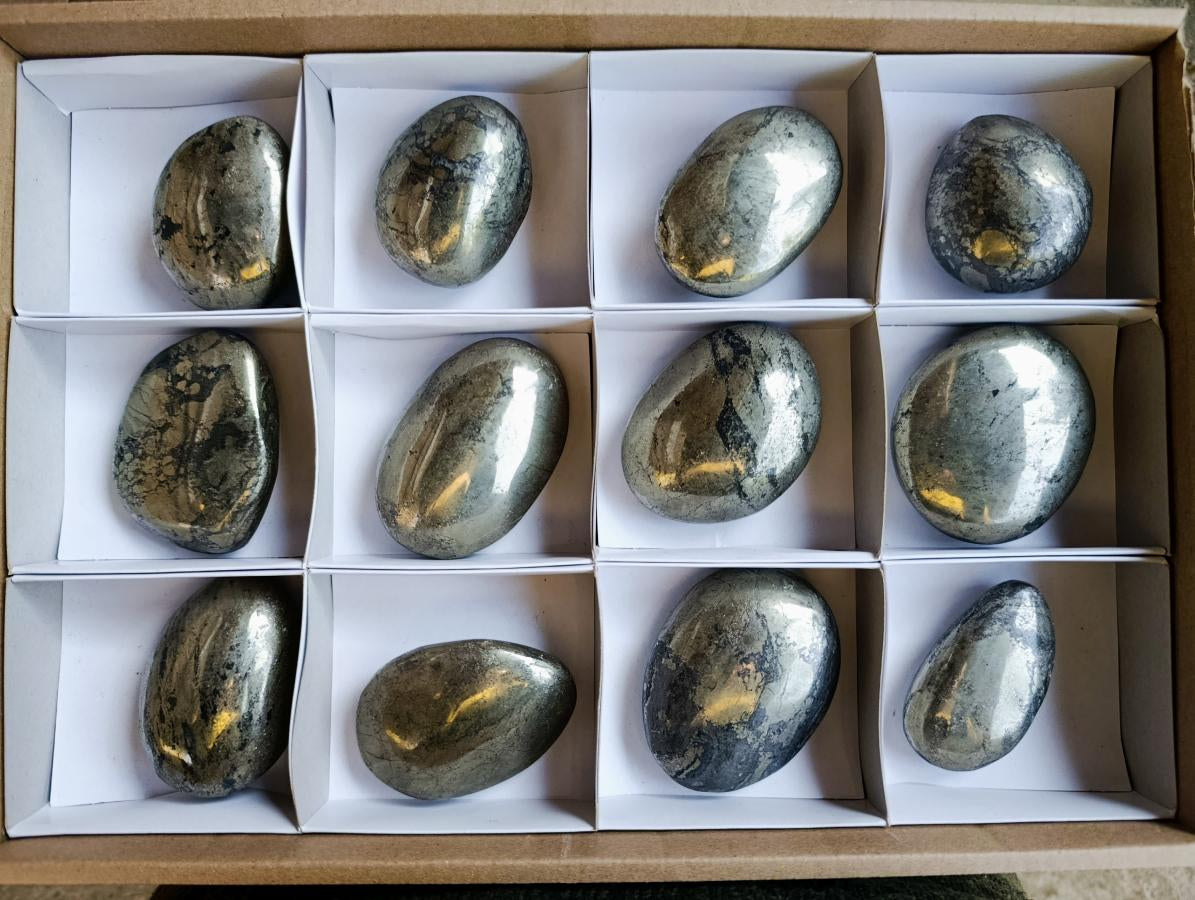 Polished Basalt Pharaoh Stone Galets x 12 From Iron Duke Mine, Zimbabwe - Toprock Gemstones and Minerals 