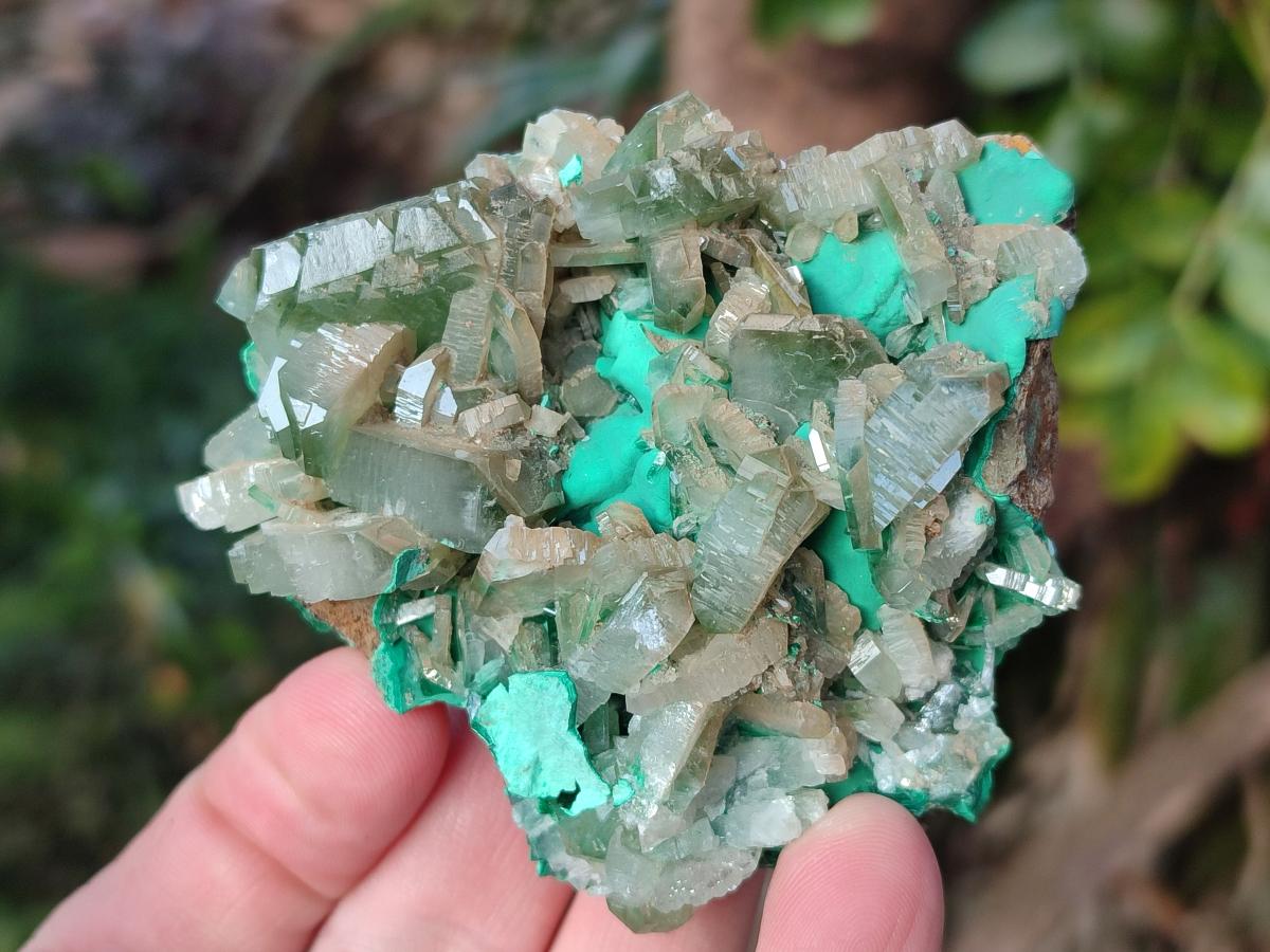Natural Rare Bladed Barite with Malachite Specimens x 3 From Shangulowé Mine, Congo - Toprock Gemstones and Minerals 