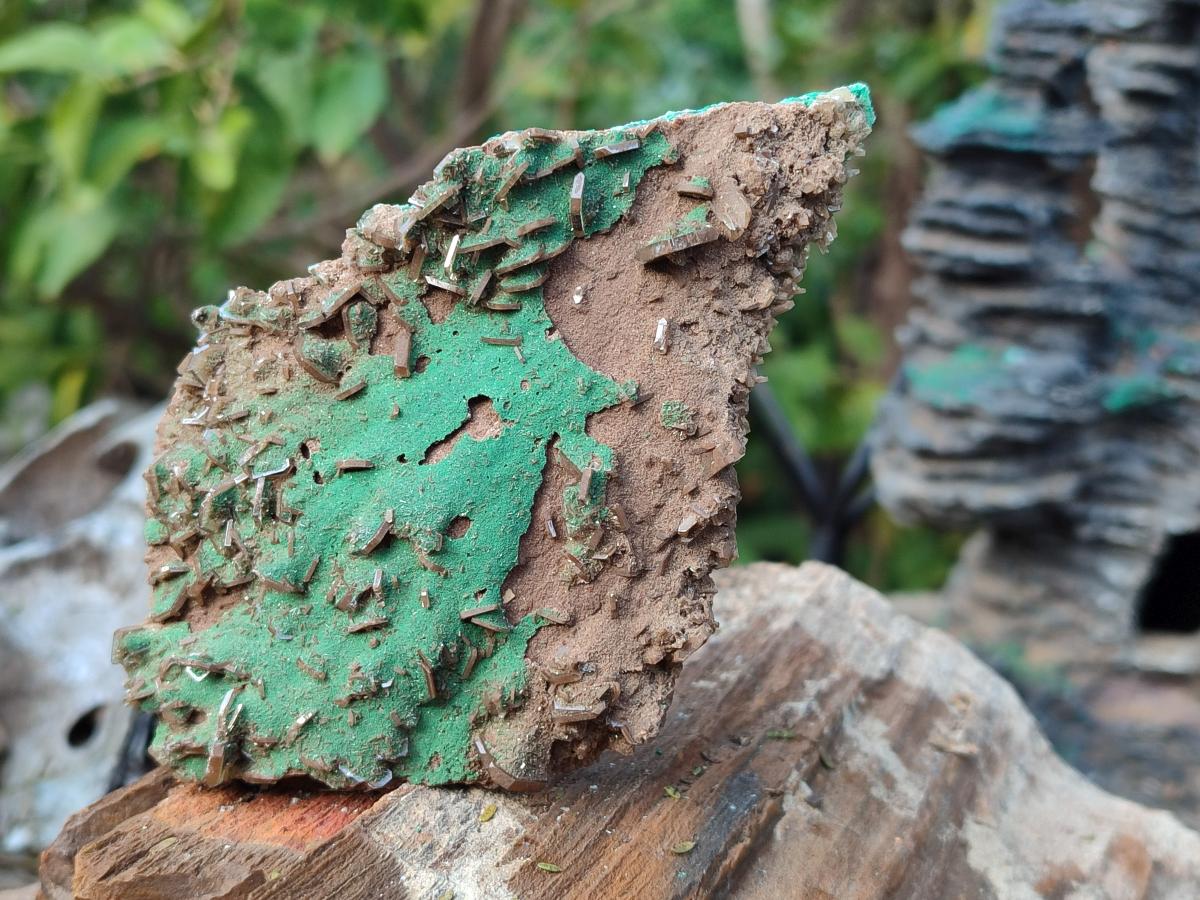 Natural Rare Bladed Barite with Malachite Specimens x 3 From Shangulowé Mine, Congo - Toprock Gemstones and Minerals 
