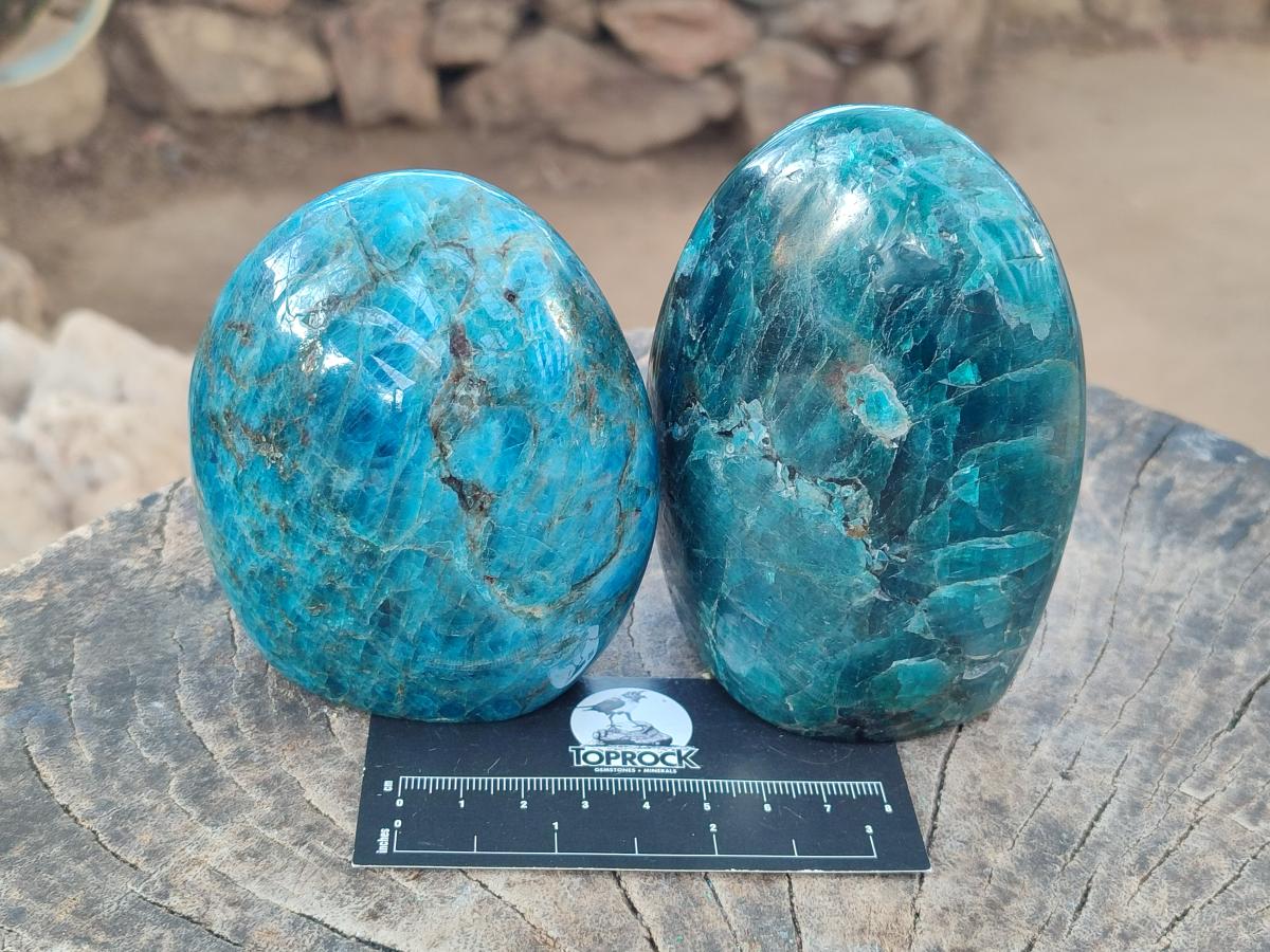 Polished Blue Apatite Standing Display Pieces x 2 From Betroka, Madagascar - Toprock Gemstones and Minerals 