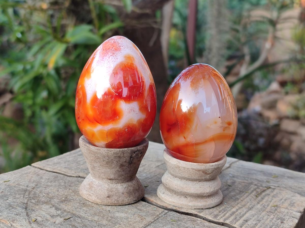 Polished Carnelian Agate Gemstone Eggs x 6 From Madagascar - Toprock Gemstones and Minerals 