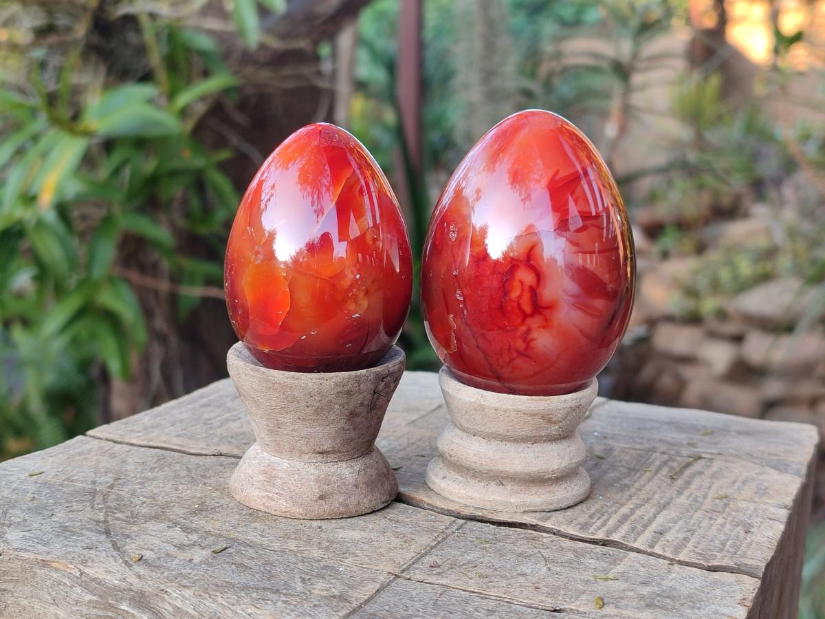 Polished Carnelian Agate Gemstone Eggs x 6 From Madagascar - Toprock Gemstones and Minerals 